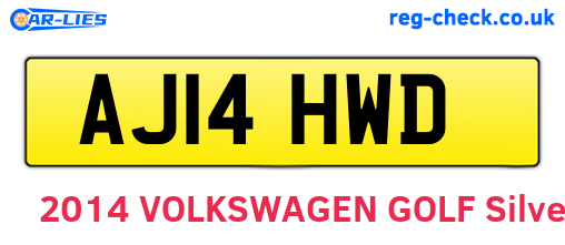 AJ14HWD are the vehicle registration plates.
