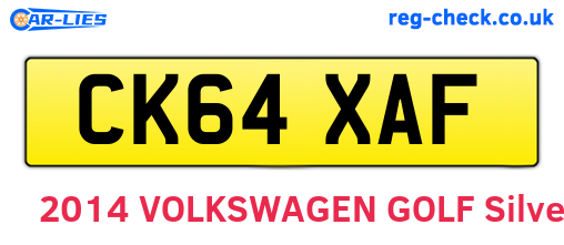 CK64XAF are the vehicle registration plates.