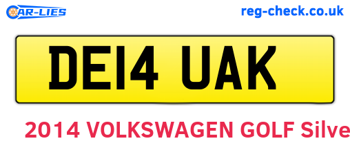 DE14UAK are the vehicle registration plates.