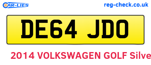 DE64JDO are the vehicle registration plates.