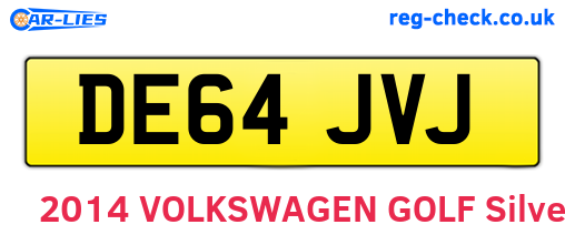 DE64JVJ are the vehicle registration plates.