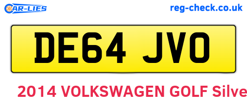 DE64JVO are the vehicle registration plates.