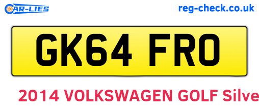 GK64FRO are the vehicle registration plates.