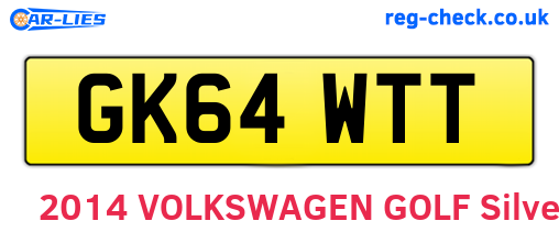 GK64WTT are the vehicle registration plates.