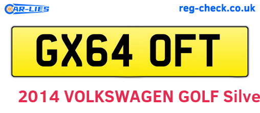 GX64OFT are the vehicle registration plates.