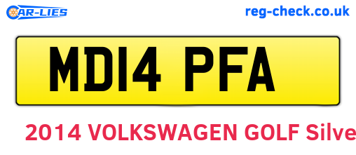 MD14PFA are the vehicle registration plates.
