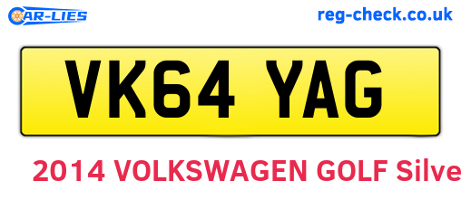 VK64YAG are the vehicle registration plates.