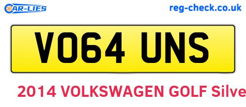 VO64UNS are the vehicle registration plates.