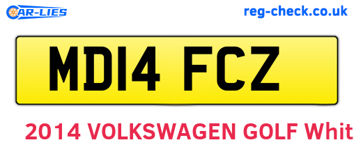 MD14FCZ are the vehicle registration plates.