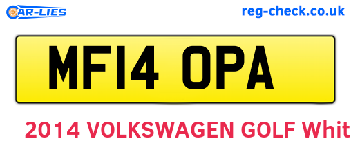 MF14OPA are the vehicle registration plates.