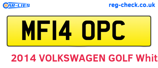 MF14OPC are the vehicle registration plates.