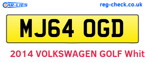 MJ64OGD are the vehicle registration plates.