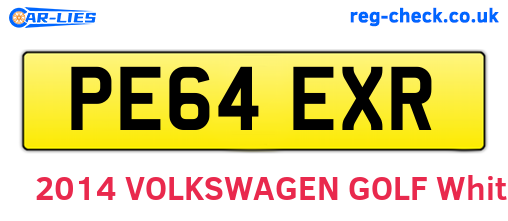 PE64EXR are the vehicle registration plates.