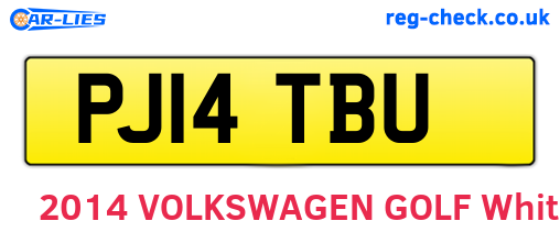 PJ14TBU are the vehicle registration plates.