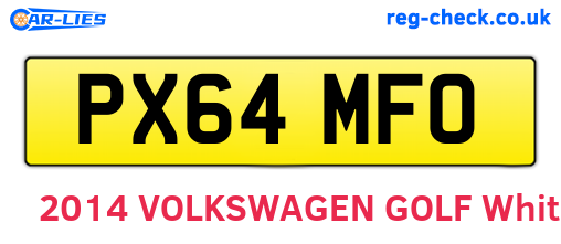 PX64MFO are the vehicle registration plates.