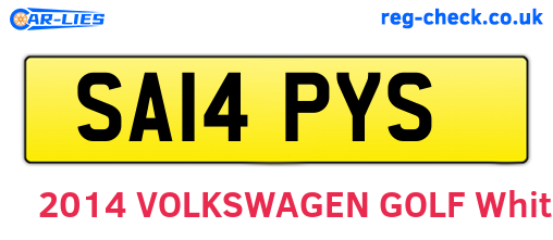 SA14PYS are the vehicle registration plates.