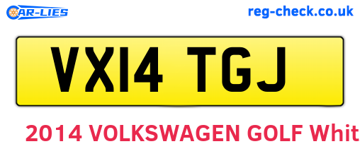 VX14TGJ are the vehicle registration plates.