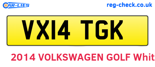 VX14TGK are the vehicle registration plates.