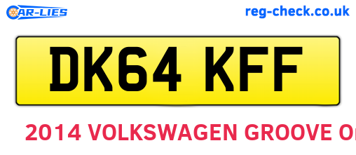 DK64KFF are the vehicle registration plates.