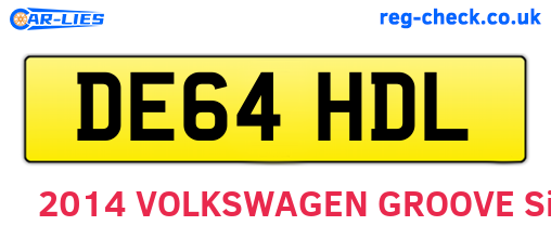 DE64HDL are the vehicle registration plates.
