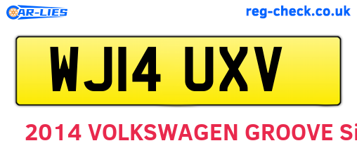 WJ14UXV are the vehicle registration plates.
