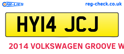 HY14JCJ are the vehicle registration plates.