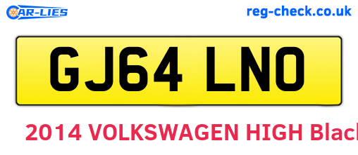 GJ64LNO are the vehicle registration plates.