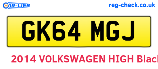 GK64MGJ are the vehicle registration plates.