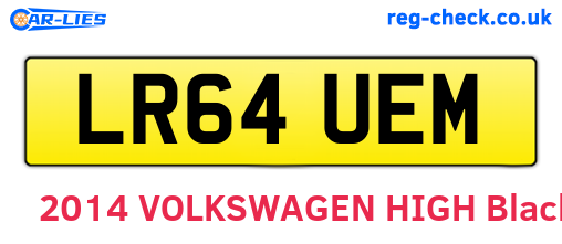 LR64UEM are the vehicle registration plates.