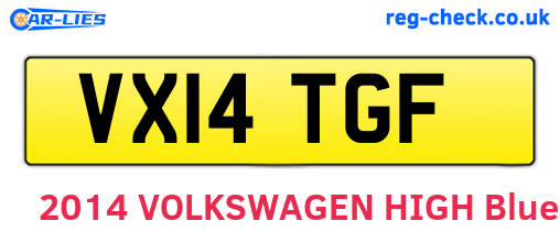 VX14TGF are the vehicle registration plates.