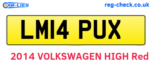LM14PUX are the vehicle registration plates.