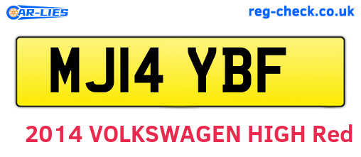 MJ14YBF are the vehicle registration plates.
