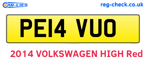 PE14VUO are the vehicle registration plates.