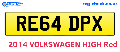 RE64DPX are the vehicle registration plates.