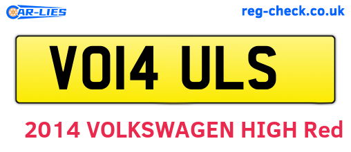 VO14ULS are the vehicle registration plates.