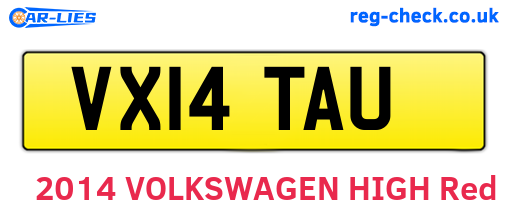 VX14TAU are the vehicle registration plates.