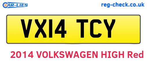 VX14TCY are the vehicle registration plates.