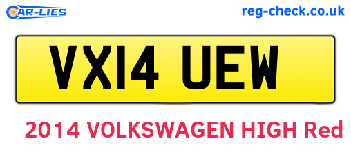 VX14UEW are the vehicle registration plates.