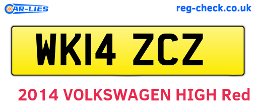 WK14ZCZ are the vehicle registration plates.
