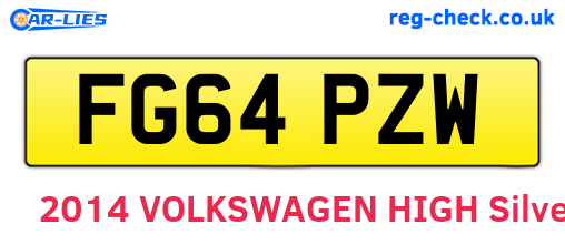 FG64PZW are the vehicle registration plates.