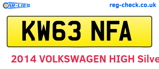 KW63NFA are the vehicle registration plates.