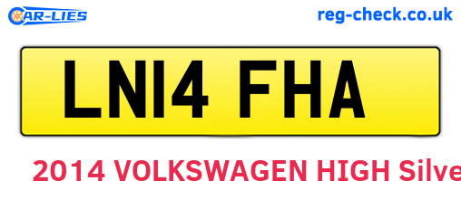 LN14FHA are the vehicle registration plates.