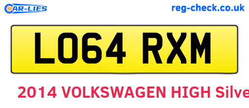 LO64RXM are the vehicle registration plates.