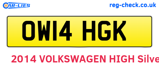 OW14HGK are the vehicle registration plates.