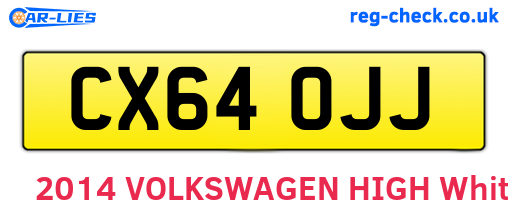 CX64OJJ are the vehicle registration plates.