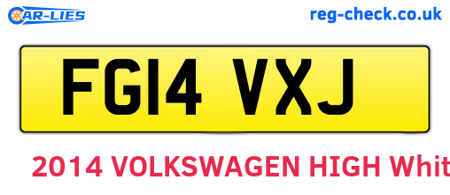 FG14VXJ are the vehicle registration plates.
