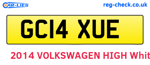 GC14XUE are the vehicle registration plates.