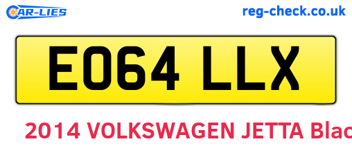 EO64LLX are the vehicle registration plates.