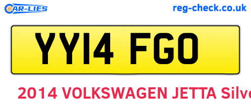 YY14FGO are the vehicle registration plates.