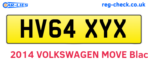 HV64XYX are the vehicle registration plates.
